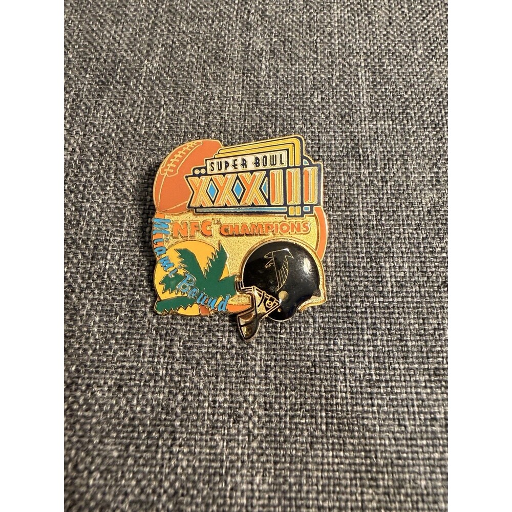 Vintage Atlanta Falcons Super Bowl XXXIII Bound NFC Champions Sports  Pin Rare